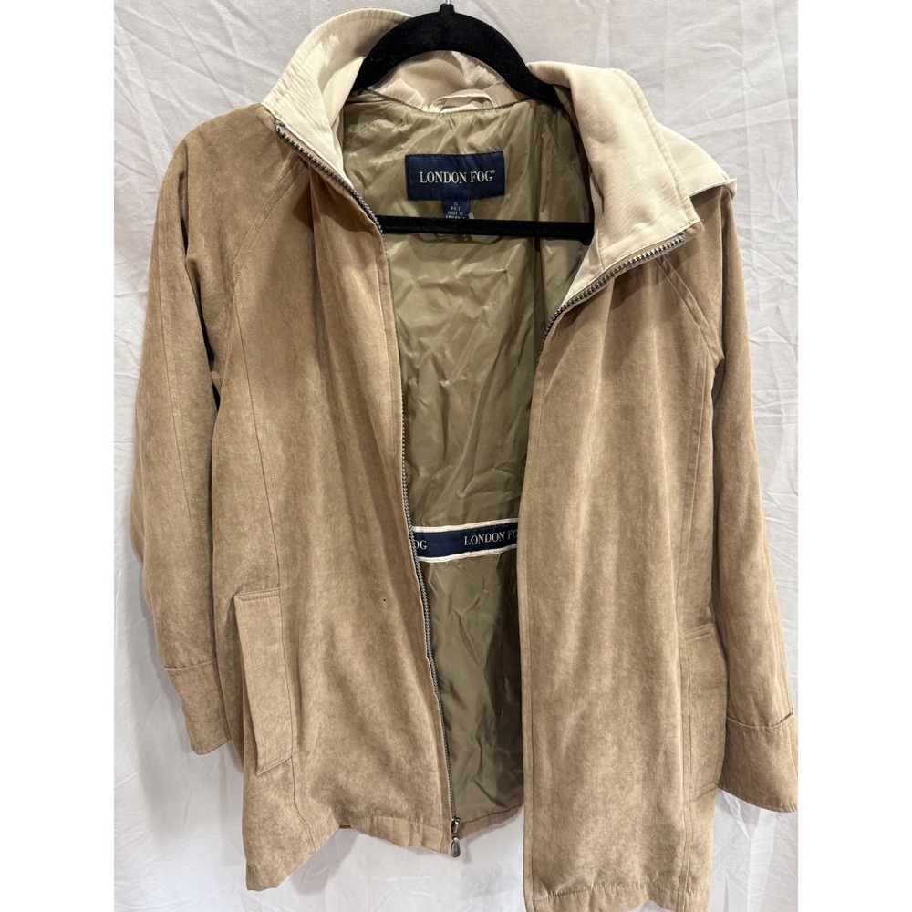 London Fog Tan Beige Hooded Water Repellent Jacket Size S Petite